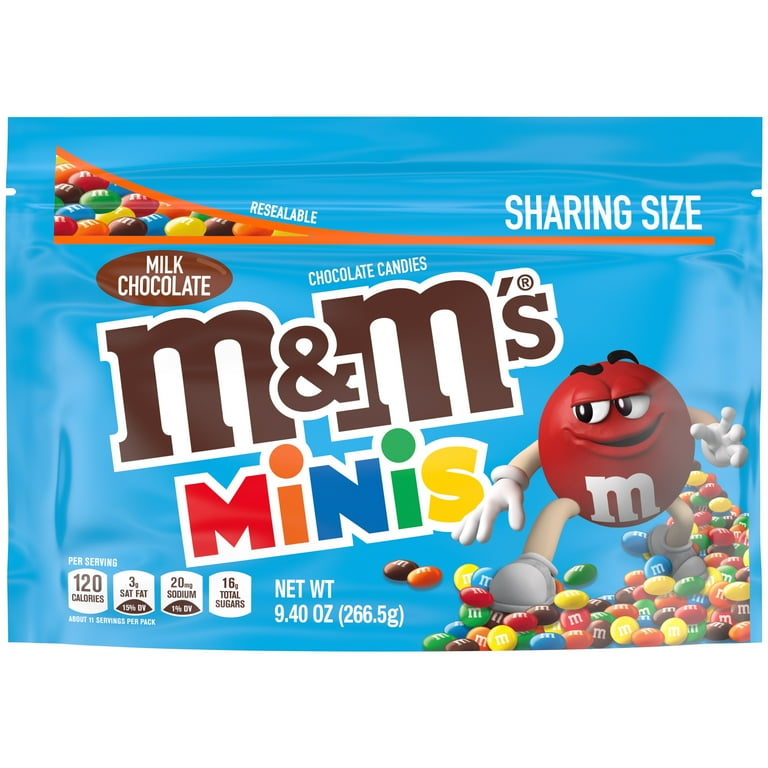 M&M's Chocolate Candies, Milk Chocolate, Minis, Sharing Size 9.4 Oz, Chocolate Candy