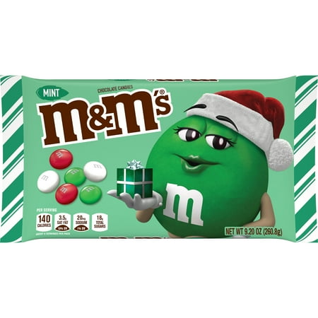 M&M's Mint Chocolate Christmas Candies, Holiday Candy Assortment, 9.2oz Bag