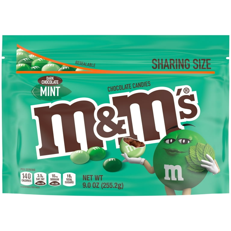 M&M's Mint Dark Chocolate Candy, Sharing Size - 9 oz Resealable