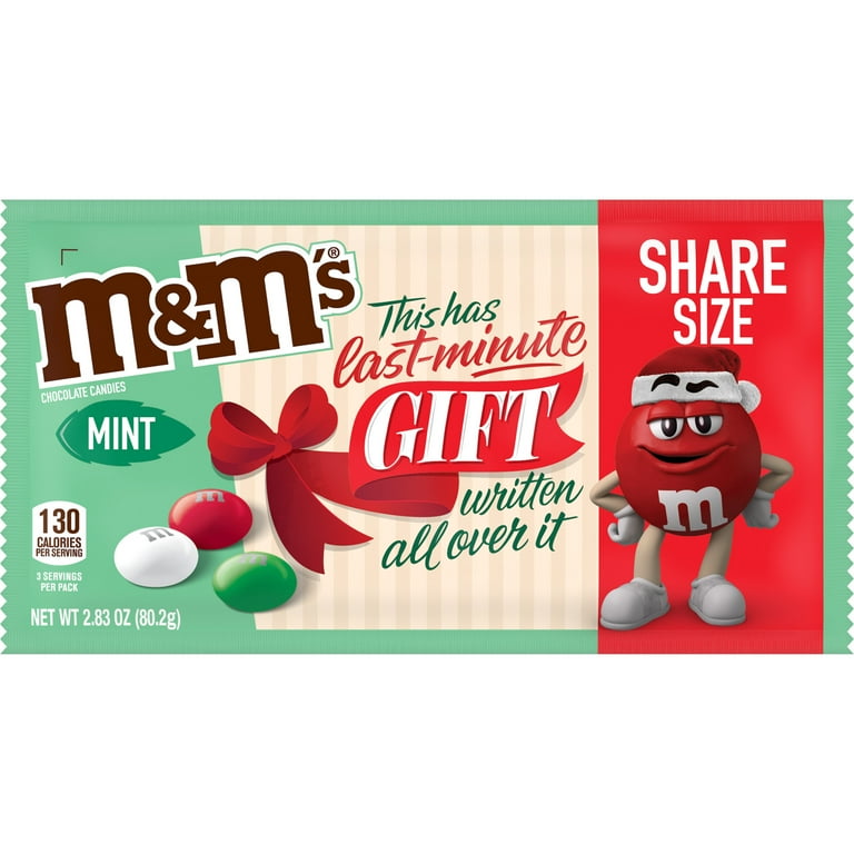 M&M's Mint Milk Chocolate Christmas Candy, Share Size - 2.83 oz