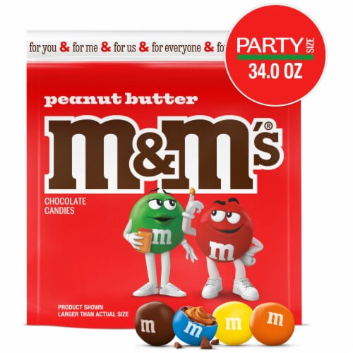 M&M's Peanut Butter Chocolate Candy Super Bowl Party Size Bag 34 oz
