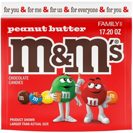 M&M's Peanut Butter Chocolate Candy, Family Size - 17.2 oz Bulk Bag