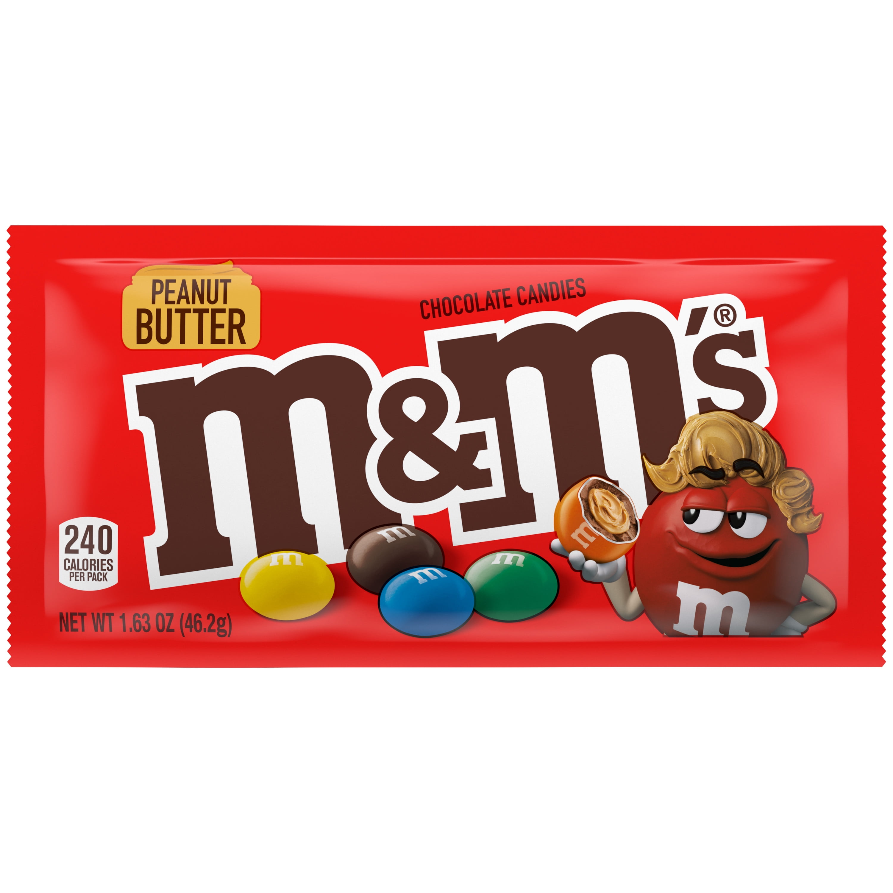 M&M'S Peanut Butter Milk Chocolate Candy, Full Size, 1.63 oz Bag