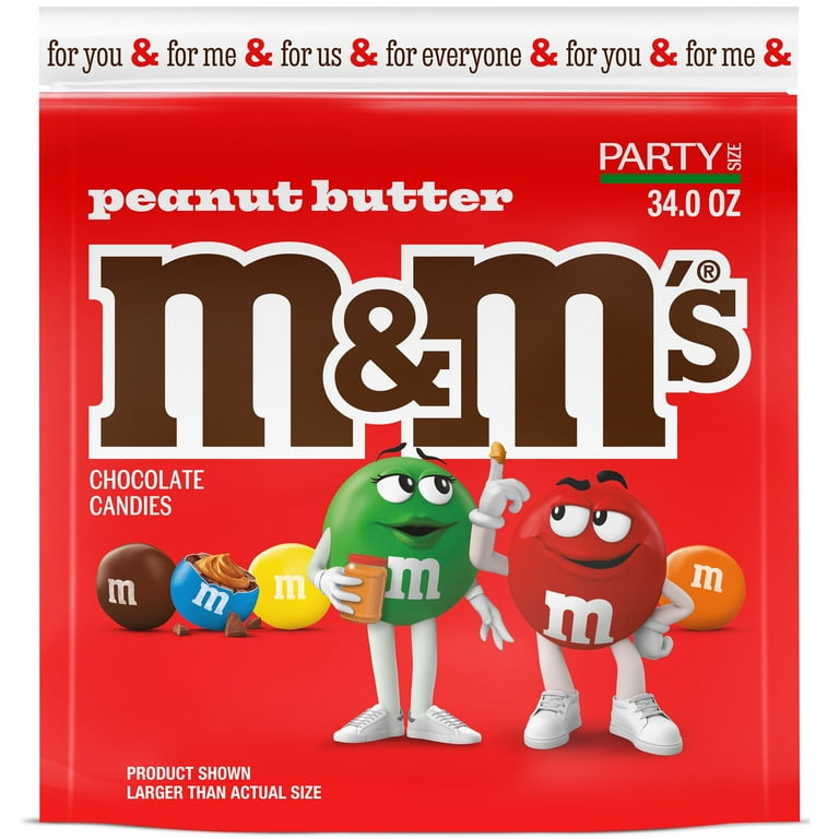 Peanut Butter M&M's パーティーサイズ 34.0 oz M&M's Real Milk Chocolate & Creamy Peanut Butter Candy, Resealable