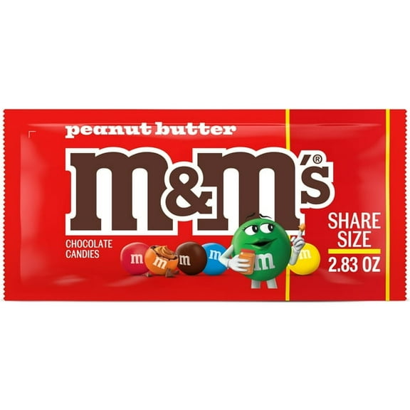 M&M's Peanut Butter Milk Chocolate Candy, Share Size - 2.83 oz Bag.2 PACK