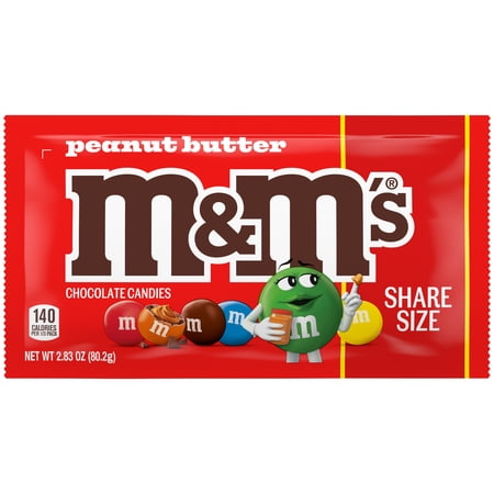 M&M'S Peanut Butter Milk Chocolate Candy, Share Size Bag 2.83 oz