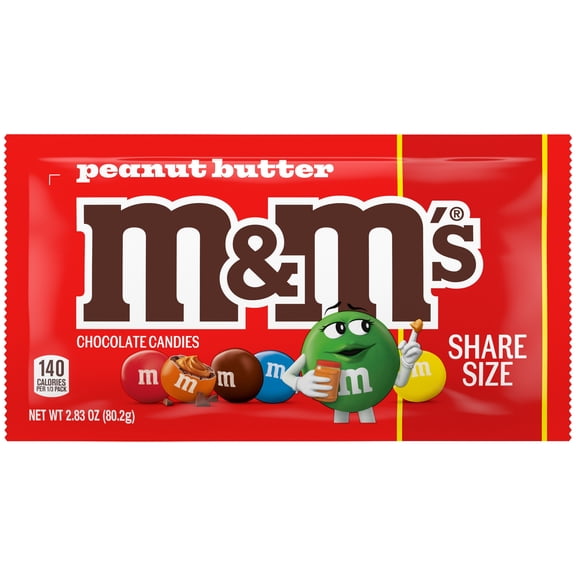 M&M's Peanut Butter Milk Chocolate Candy, Share Size - 2.83 oz Bag