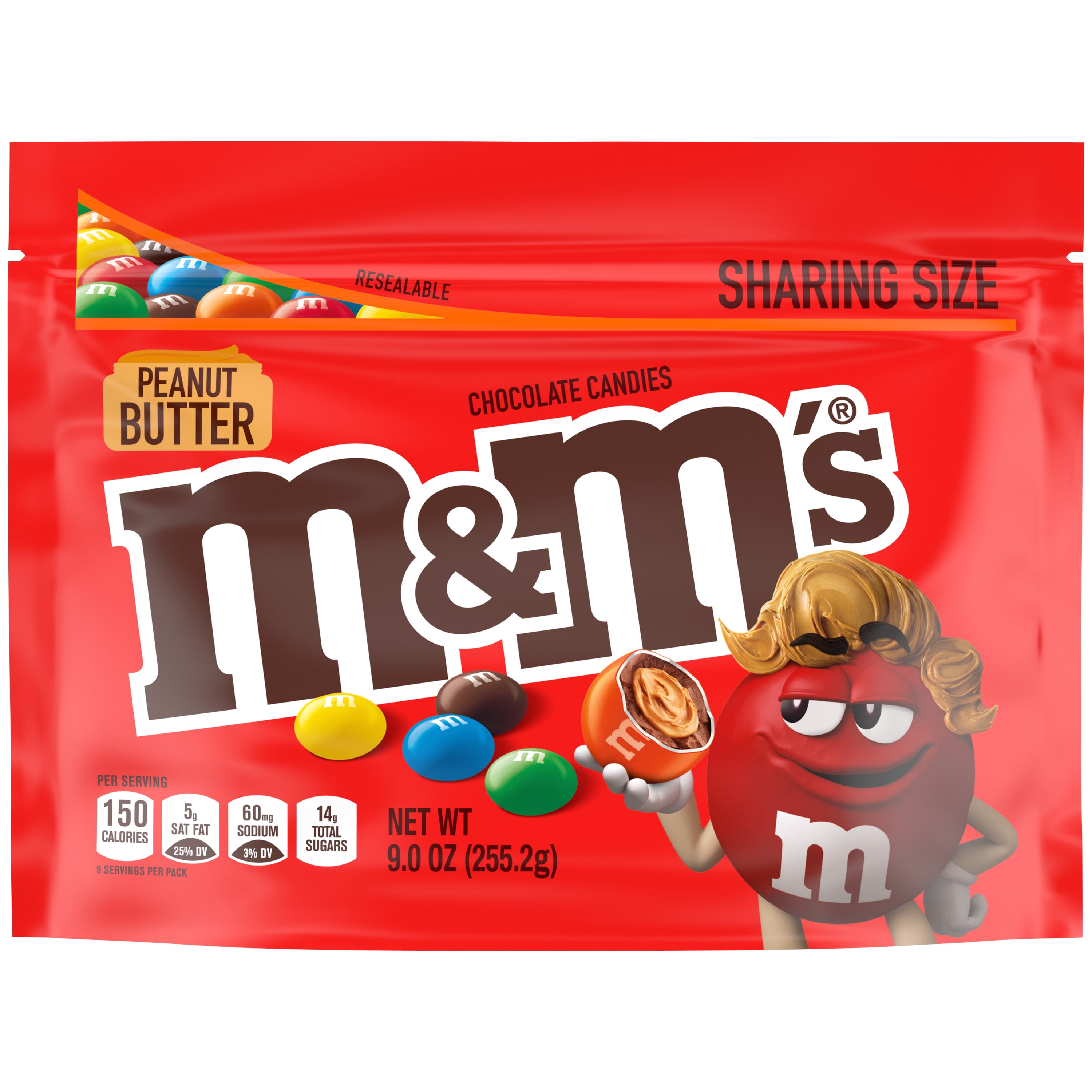 M&M's Peanut Butter Milk Chocolate Candy, Sharing Size - 9 oz Bag ...