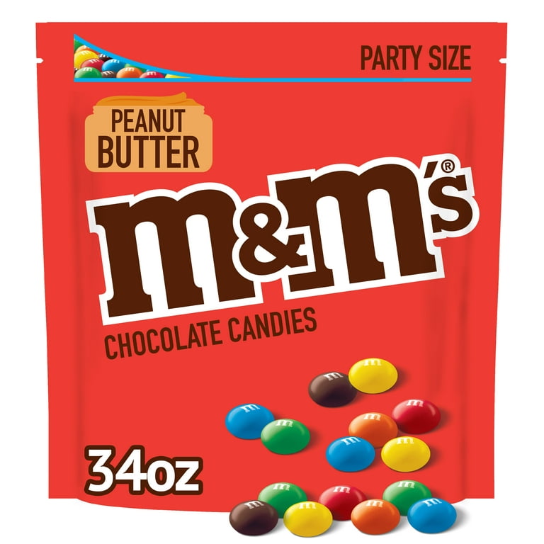 M&M'S Peanut Butter Milk Chocolate Candy Party Size Bag, 34 oz