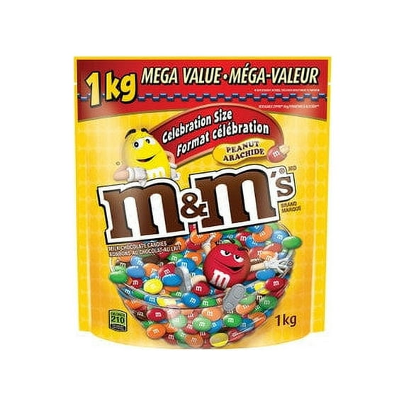 M&M's Peanut Candies, Celebration Size, Stand up Pouch, 1kg/35oz
