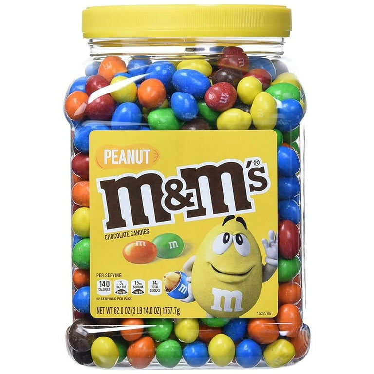 M&M'S Peanut Chocolate Candy Jar, 62oz, Crunchy Milk Chocolate