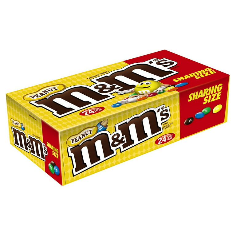 M&M's Sharing Size Peanut Milk Chocolate Pieces 3.27 oz. 24/Box (mmm04432)