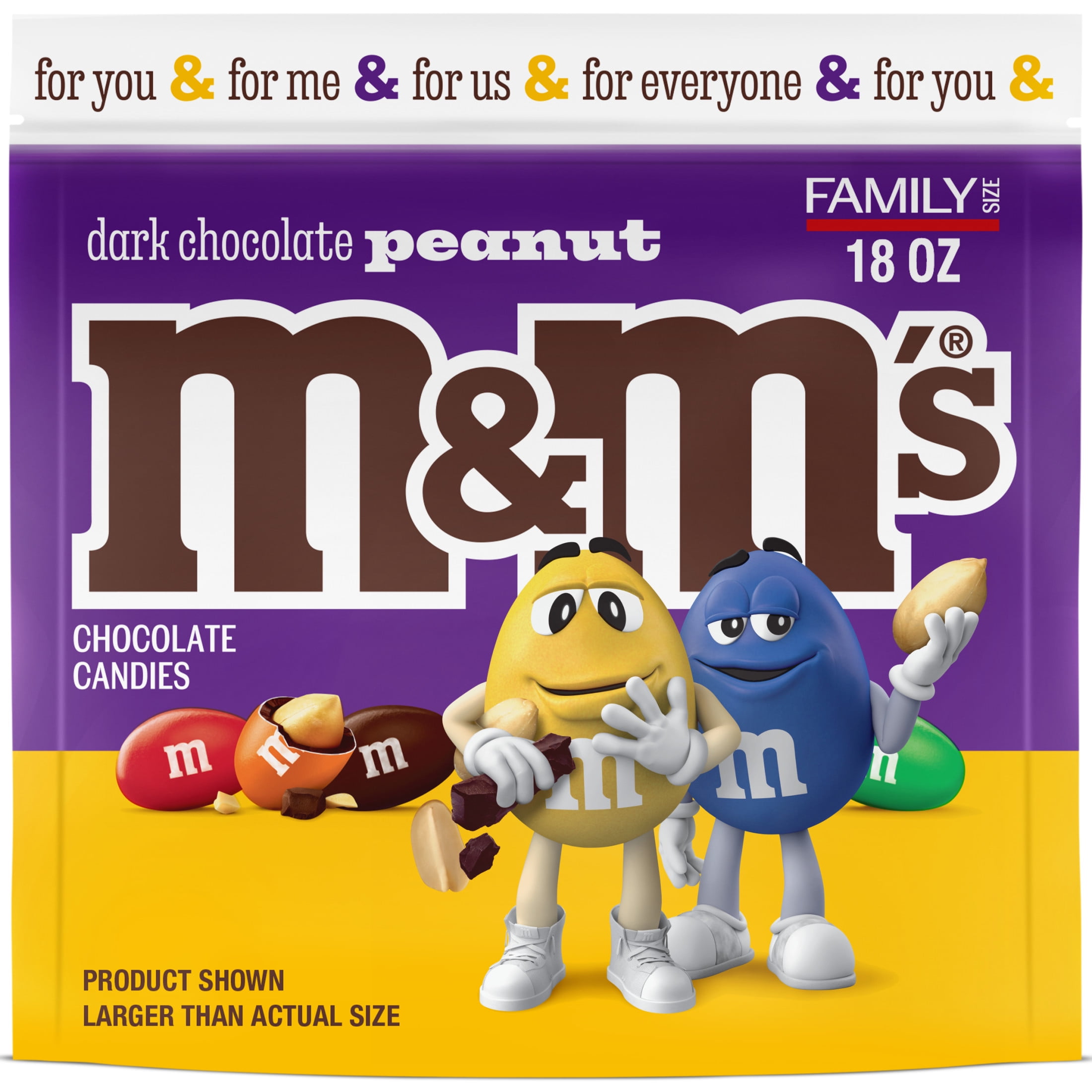 M&M's Sharing Size - Peanut Dark Chocolate, Family Size Candy, 18