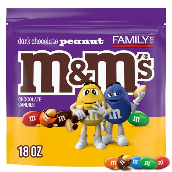 M&M's Peanut Dark Chocolate Candy, Family Size - 18oz Bag