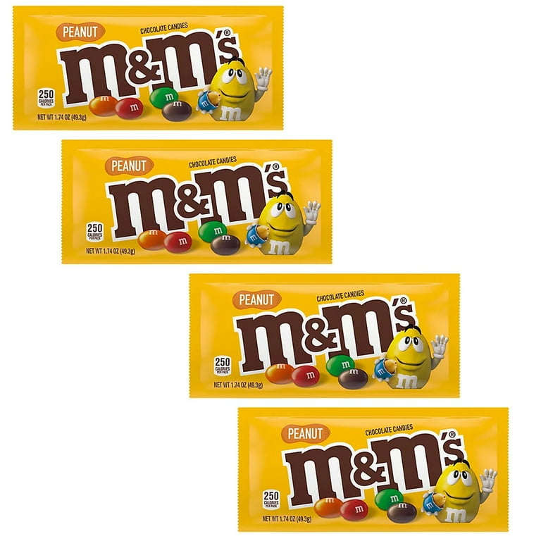 M&M's Peanut Milk Chocolate Candy, 4 Pack, 1.74 oz - Walmart.com