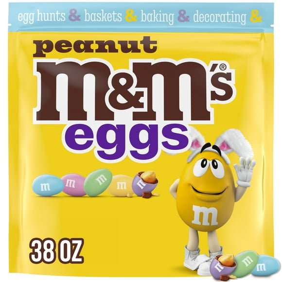 M&Ms Peanut Milk Chocolate Pastel Easter Candy Bulk - 38 oz Bag