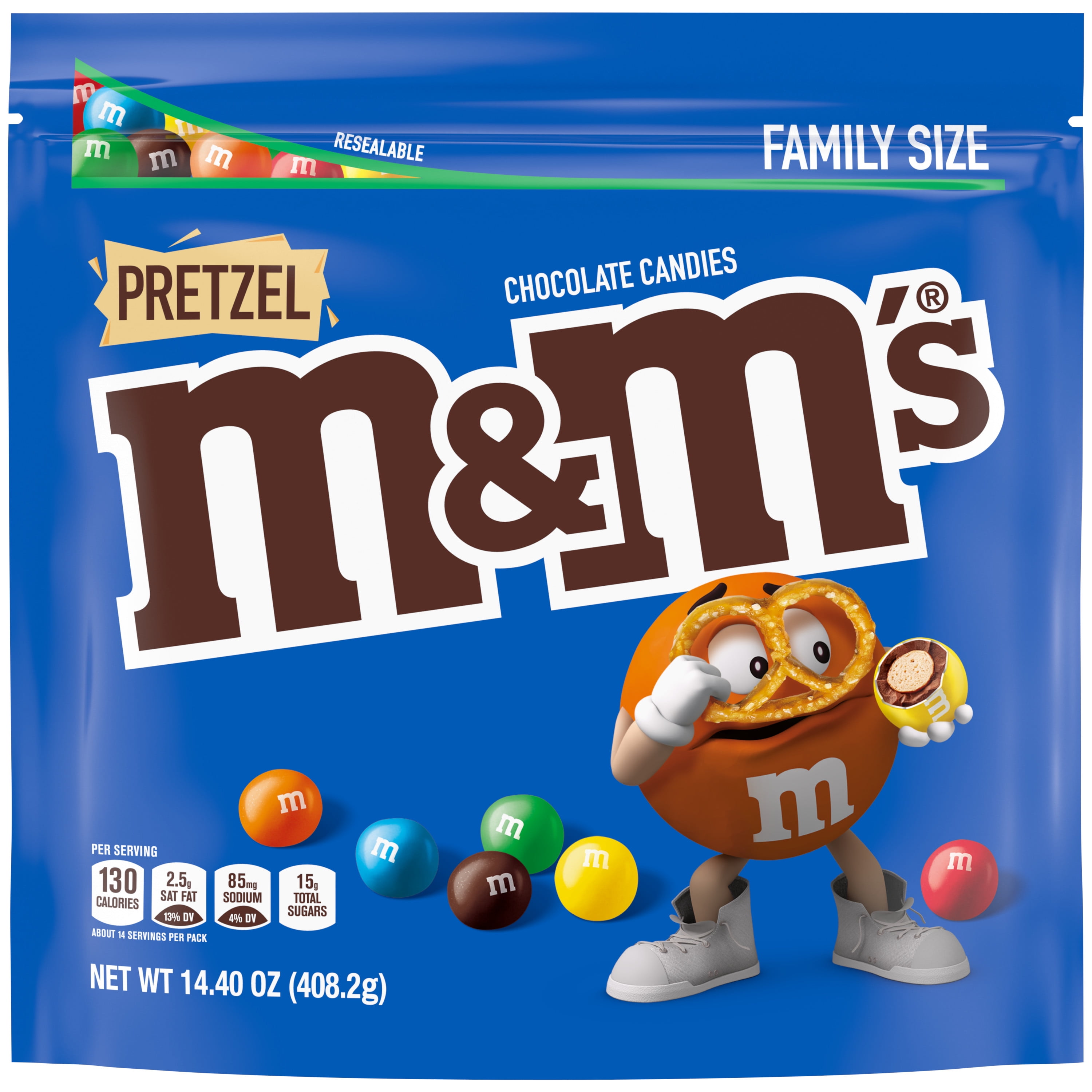 M and Ms King Size Milk Chocolate Pretzel Candy -- 144 per case.