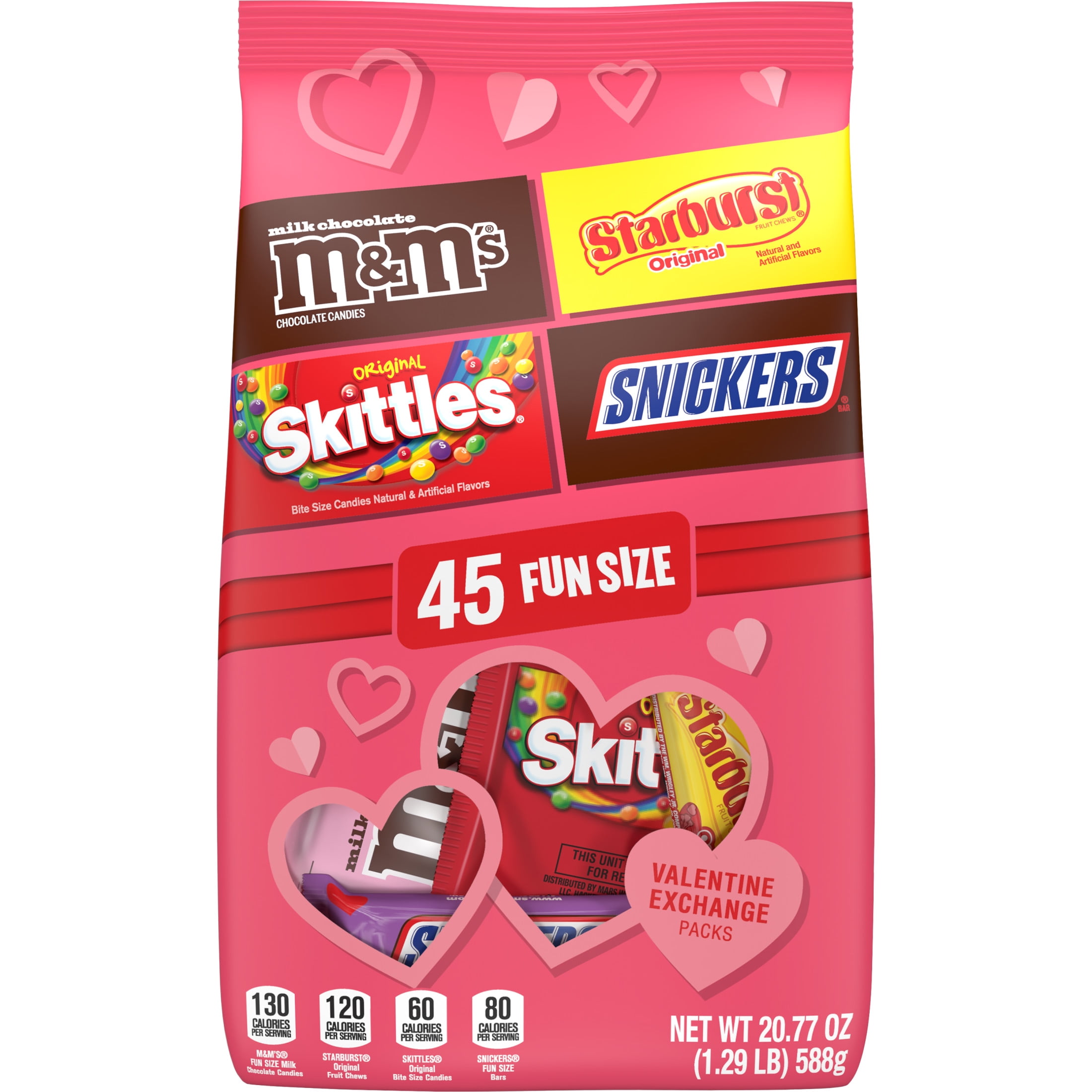 M&M's, Snickers, Skittles & Starburst Valentine's Day Candy Variety Pack - 45Ct Bulk Bag