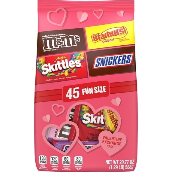 M&M's, Snickers, Skittles & Starburst Valentine's Day Candy Variety Pack - 45Ct Bulk Bag