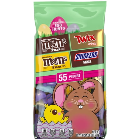M&M's, Snickers & Twix Milk Chocolate Easter Candy Variety Pack - 55 Ct Bulk Bag