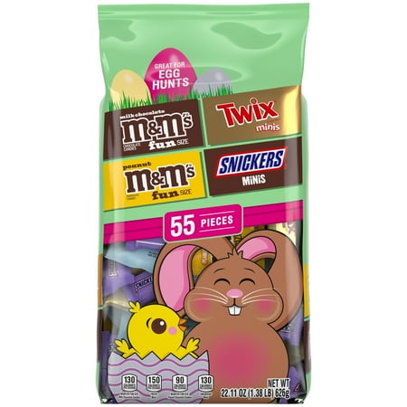M&M's, Snickers & Twix Milk Chocolate Easter Candy Variety Pack - 55 Ct Bulk Bag