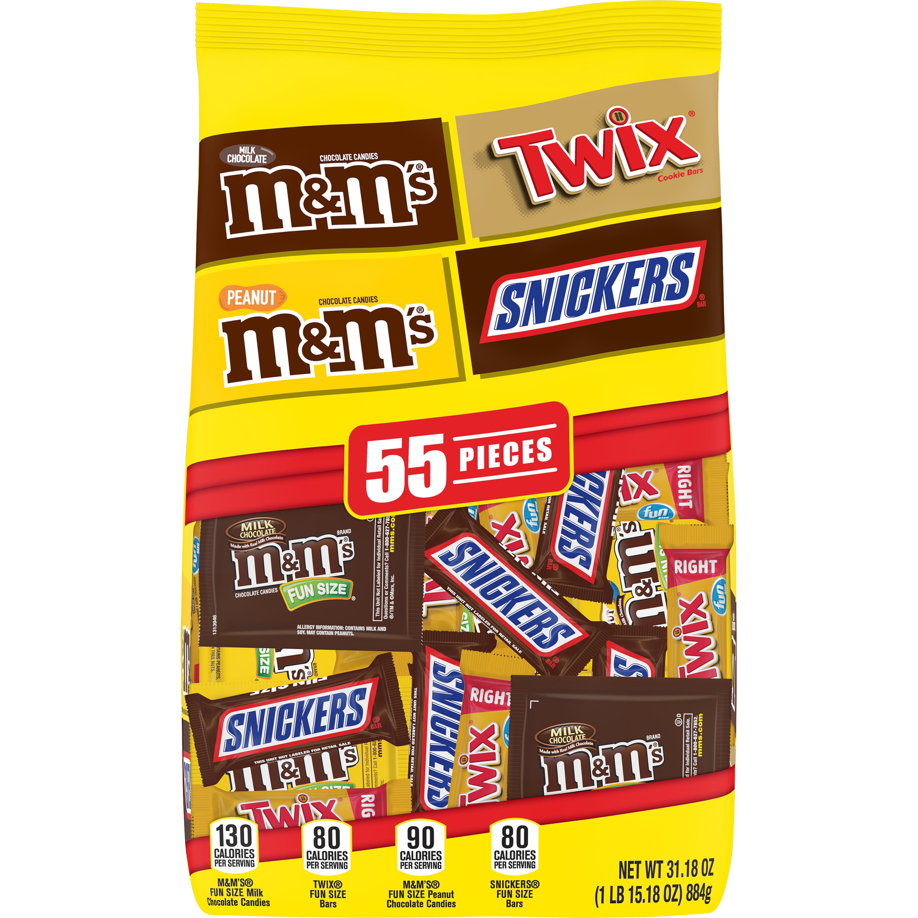 M&M's, Snickers & Twix Variety Pack Chocolate Candy Bars - 55