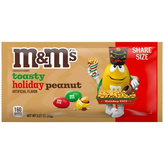 M&M's Toasty Holiday Peanut Chocolate Stocking Stuffers, Share Size - 3.27 oz Bag