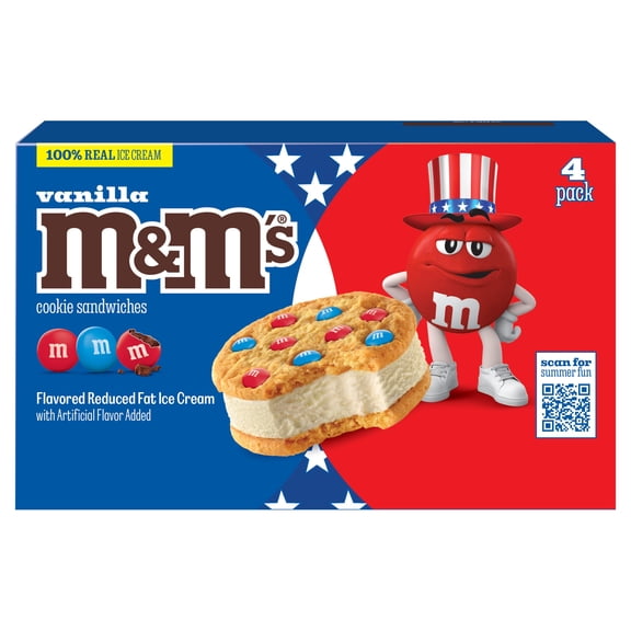 M&M's Vanilla Ice Cream Cookie Sandwiches, 16 fl oz, 4 Pack