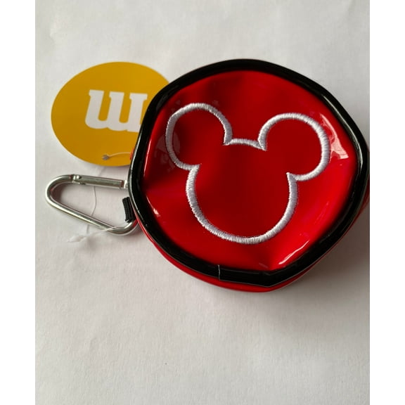 M&M's World Disney Mickey Ears Red Logo Round Coin Purse Keychain New with Tags