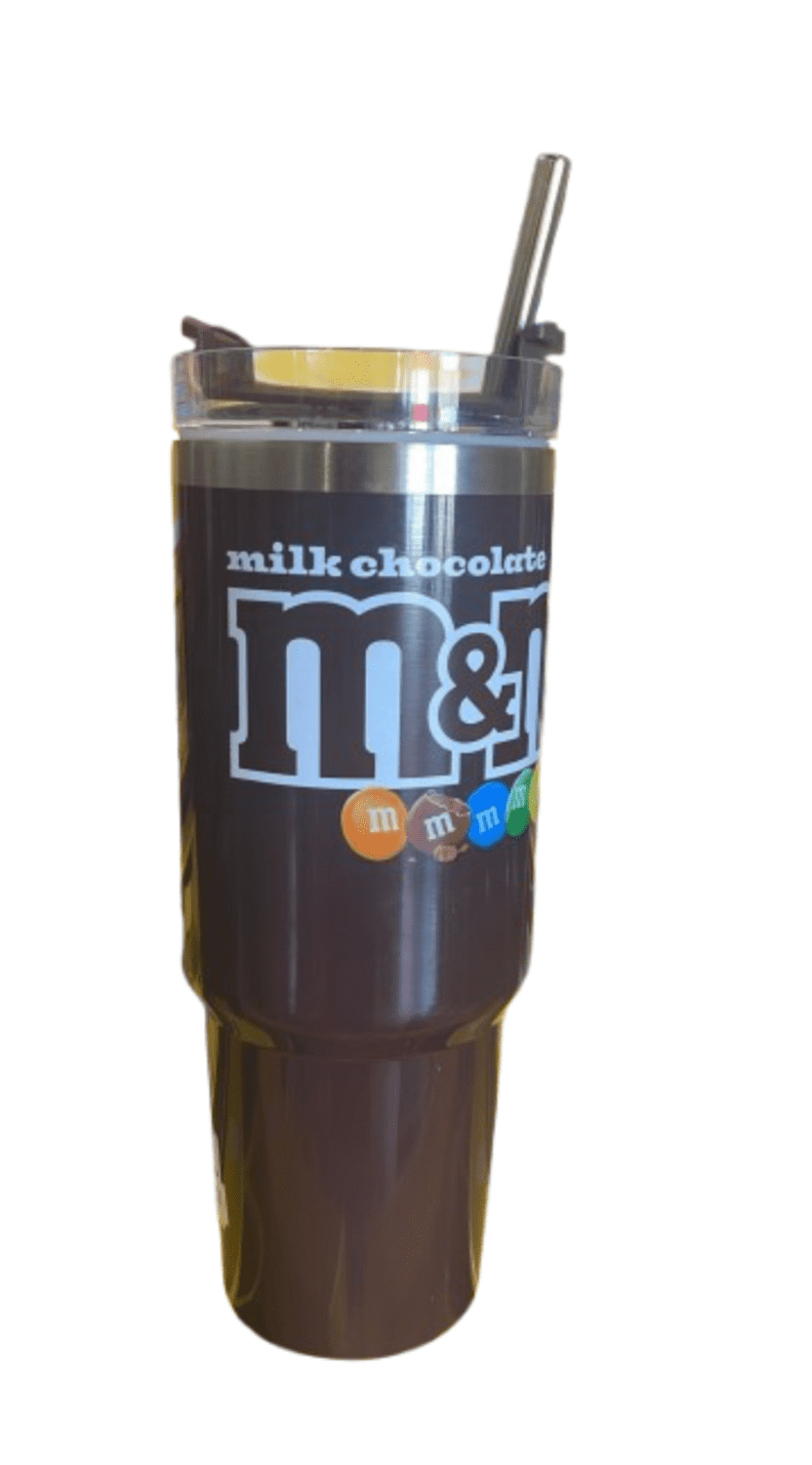 M&M's World Milk Chocolate Brown 30oz Stainless Steel Tumbler with Straw New