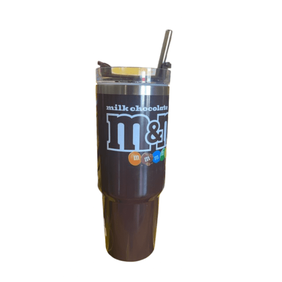 M&M's World Milk Chocolate Brown 30oz Stainless Steel Tumbler with Straw New