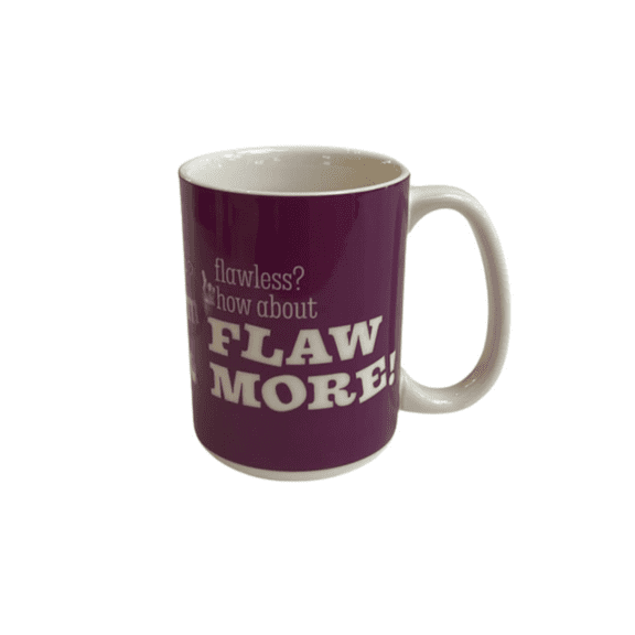 M&M's World Purple Character Flawless? How About Flaw More! Coffee Mug New