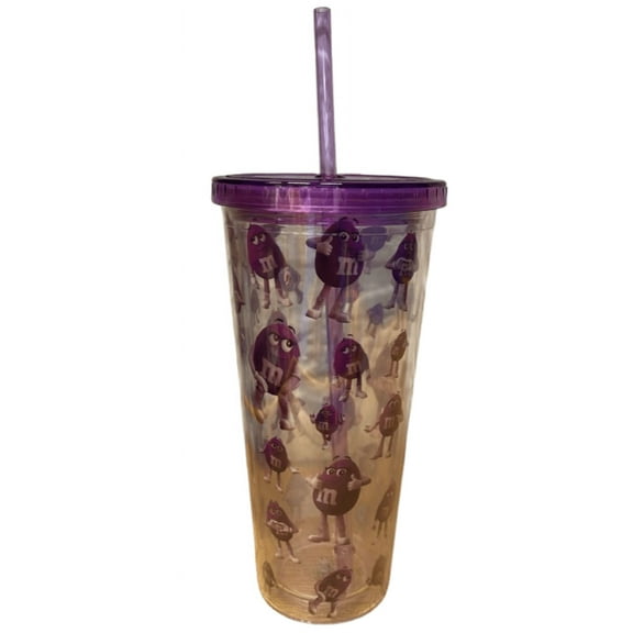 M&M's World Purple Character Moods Tumbler With Straw New with Tag