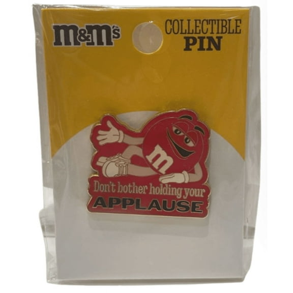 M&M's World Red Character Holding your Applause Collectible Pin New with Tag