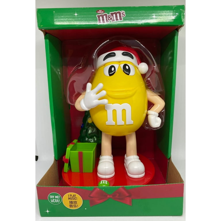 M&M's World Santa Yellow Candy Dispenser with Christmas Tree Music