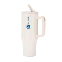 M MACIBOI 40 oz Stainless Steel Insulated Tumbler with Handle & Straw - Leakproof Travel Mug for Hot & Cold Drinks - Reusable Cup with Lid, Keeps Hot 6–8 Hours & Cold 8–10 Hours | Cream |