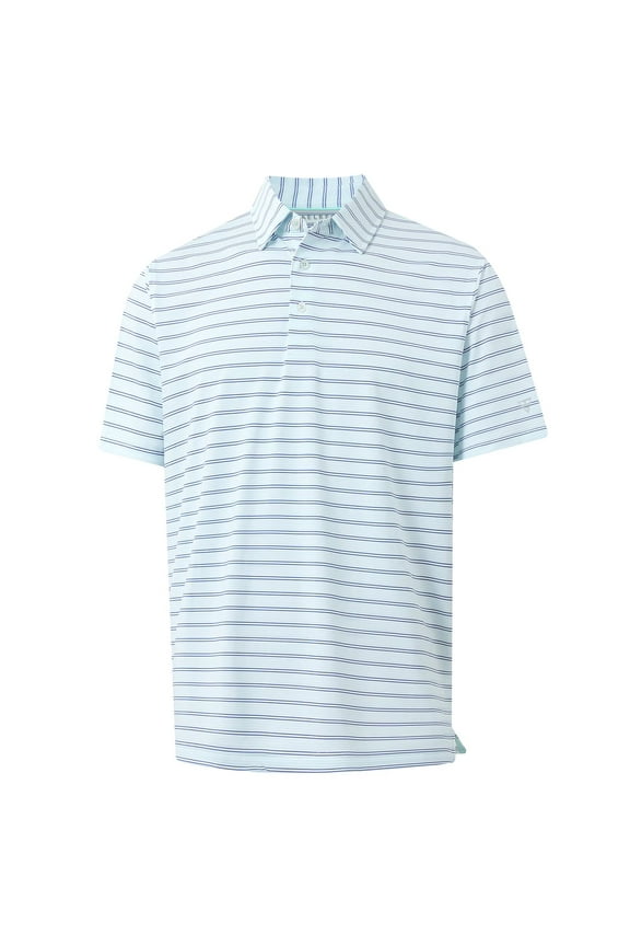 Mens Golf Shirts Dry Fit Moisture Wicking Performance Sports Short Sleeve Striped Collared Polo Shirts for Men