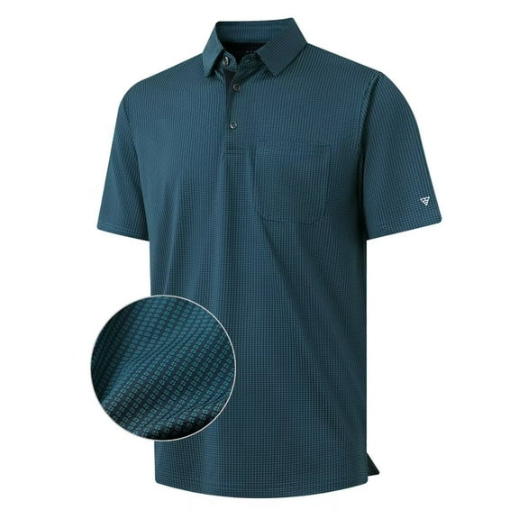 M MAELREG Mens Polo Shirts Short Sleeve Dry Fit Jacquard Performance Moisture Wicking Casual Pocket Golf Shirts for Men