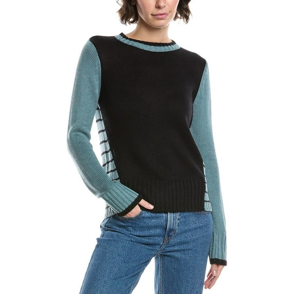 M- MAGASCHONI womens M Magaschoni Colorblocked Stripe Wool-Blend Sweater, s,