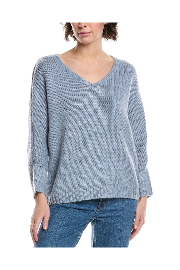 womens M Magaschoni Dolman Chunky Wool-Blend Pullover, xs, Blue