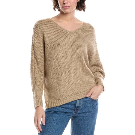 M- MAGASCHONI womens M Magaschoni Dolman Chunky Wool-Blend Pullover, xs, Brown