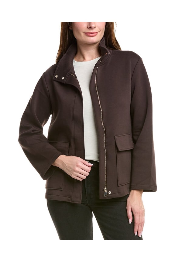 womens M Magaschoni Scuba Jacket, m, Brown