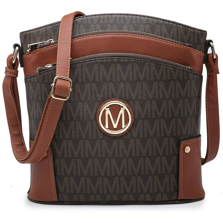 M MARCO Crossbody Purses for Women Multi Pockets Large Crossbody Bags  Signature Crossover Shoulder Hobo Bags Monogram 