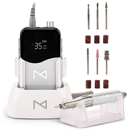 M - Professional 2 in 1 Cordless Rechargeable & Desktop Portable 35000 RPM HD Display Coreless Motor Acetone Resistant Manicure E File Nail Drill Machine