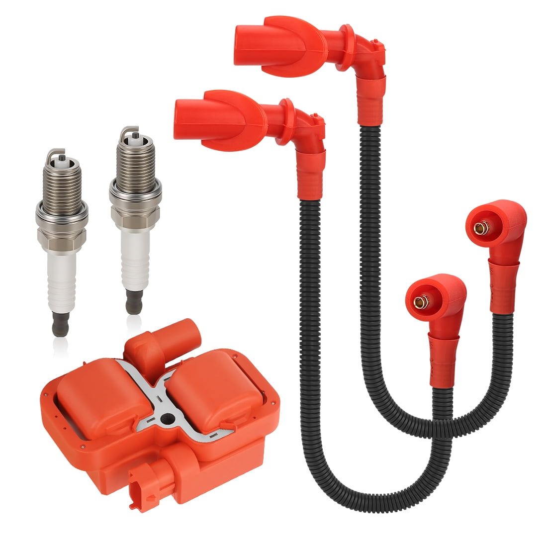M MATI Ignition Coil & Spark Plug Wire Cap for Polaris Ranger Sportsman 700 800 XP Crew EFI 6x6