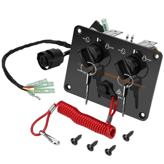 M MATI Twin Dual Key Switch Assembly Panel for Yamaha outboard 6K1-82570-08-00 6K1-82570-13-00