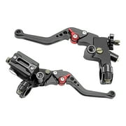 M MATI Universal Motorcycle 7/8 CNC Brake Clutch Master Cylinder Lever Set Reservoir