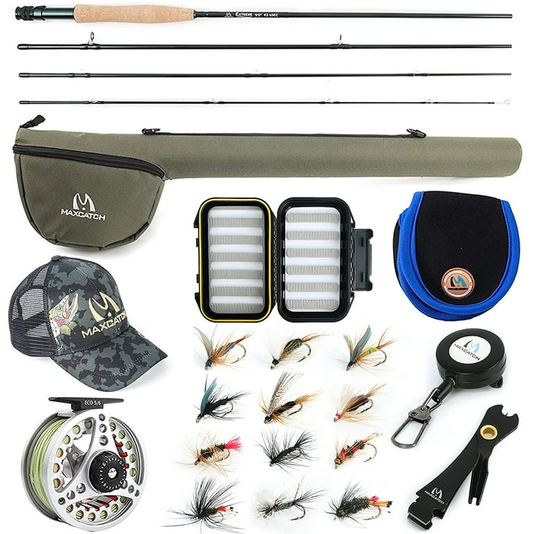 M MAXIMUMCATCH Maxcatch Extreme Fly Fishing Combo Kit 3/ Weight, Starter  Fly Rod and Reel Outfit, with a Protective Travel Case 5wt 9 0 4pc Rod,5/6