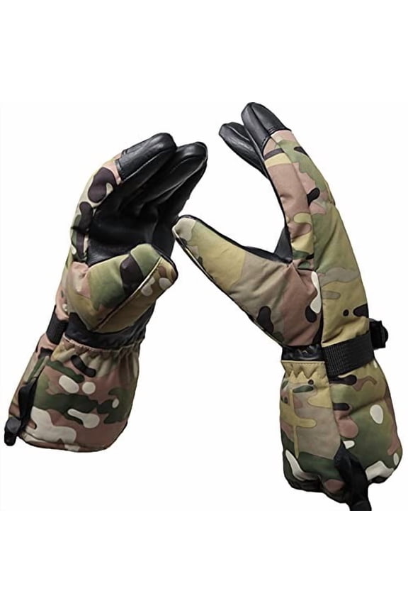 M MCGUIRE GEAR Cold Weather Work Gloves - Water-Resistant Nylon and Leather with Fleece Lining, Multicam - (Medium).