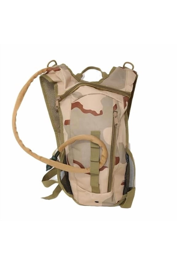 M MCGUIRE GEAR Hydration Backpack, Multi-Pocket Hiking Backpack with Hydration Bladder, Water-resistant Nylon Water Bladder for Running, Cycling, and Biking, 3L/100 oz. (3-Color Desert).